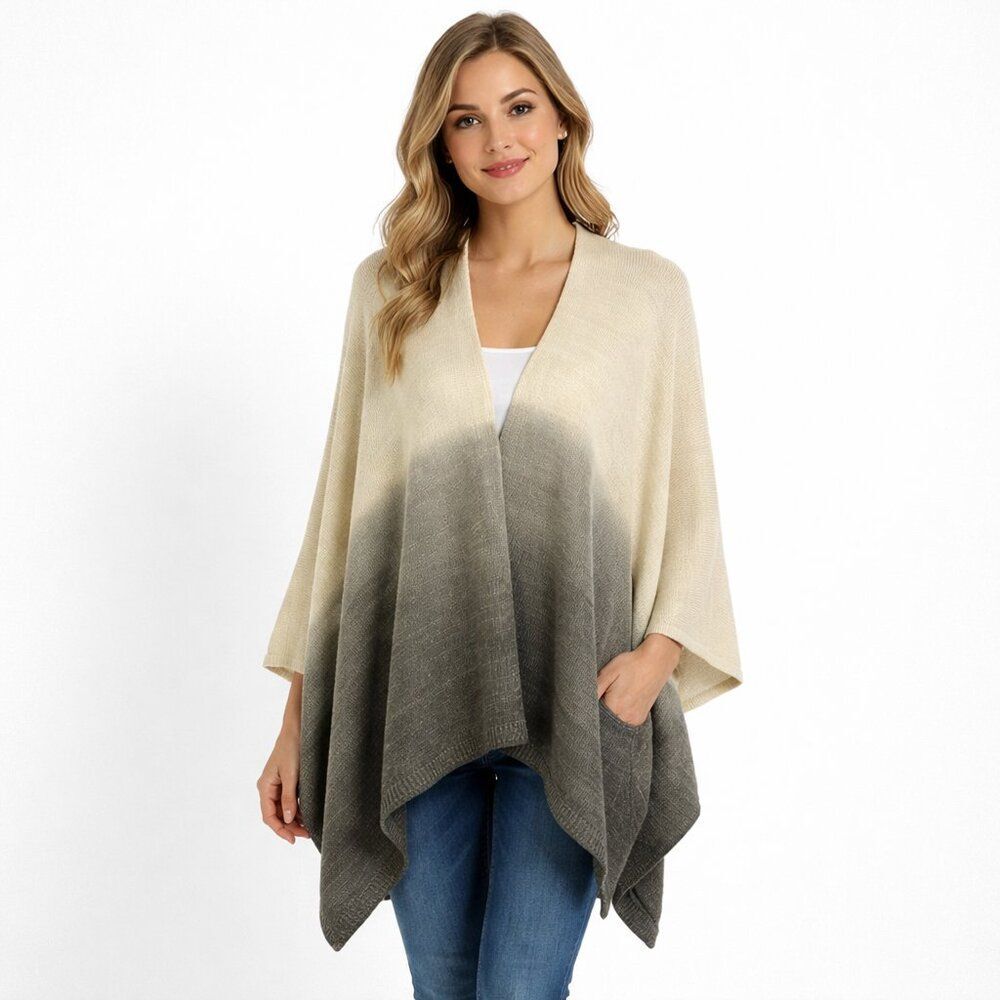Charlie Paige Shaw Wrap OSFM Dye Dip Beige Gray NWOT